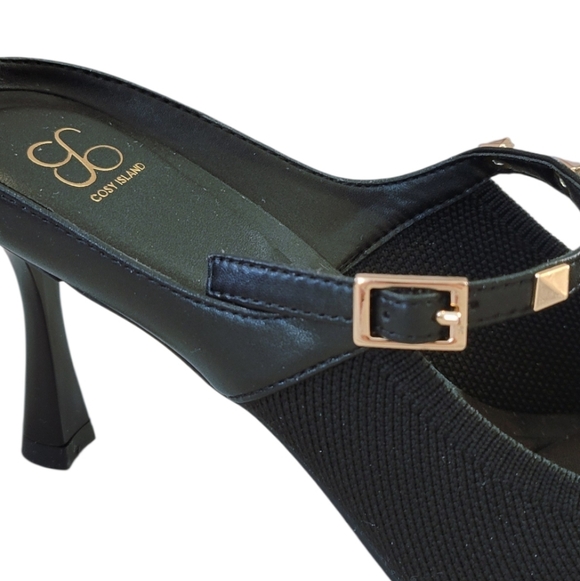 Cosy Island GraceLithe Black Studded Detail Pointed Toe Heeled Mules Size 8 - Picture 9 of 13